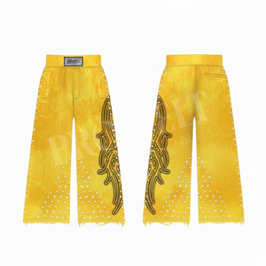 Pantalones Deportivos Casuales de Algodón y Poliéster con Estampado, Estilo Vintage, con Dobladillo Deshilachado, Cómodos y Elegantes, en Oferta - Product Image 2