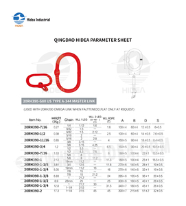 HIDEA G80 Type US A344 Maillon maître oblong en acier forgé, revêtement poudré, <span class=keywords><strong>anneau</strong></span> de tête soudé pour la construction et l'industrie lourde - Product Image 2