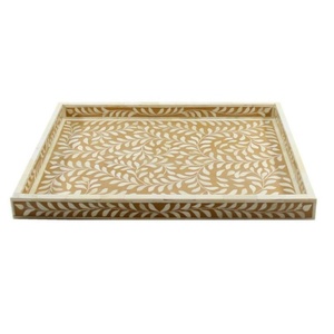 Plateau de service et de rangement en bois MDF avec incrustation en résine, design moderne, durable, luxueux, fait main, de haute qualité, fabriqué en Inde. - Product Image 4