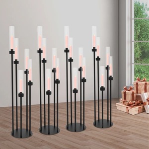 Custom OEM ODM <b>Black</b> Metal 5 Arm Candle Holder Stand <b>Candelabra</b> for Wedding Table Centerpiece Living Room and Event At Best Rate - Product Image 2