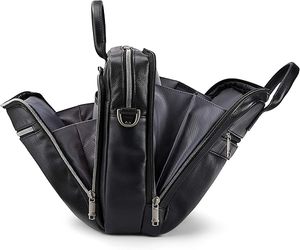 Smart Carry Black Leather Briefcase for Men Business Laptop <b>Bag</b> Functional Office <b>Work</b> <b>Bag</b> with Organized Compartments - Product Image 4