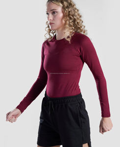 Premium Quality O Neck Compression Women's Fitness Long Sleeve <b>Shirt</b> Quick Dry Spandex <b>Polyester</b> Gym-Wear Digital Printing - Product Image 4