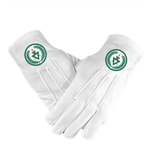 Guantes de algodón blancos con bordado de flores azules hasta la muñeca, guantes casuales de algodón, guantes de regalia masónica. - Product Image 4