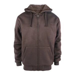 Sweat à capuche zippé pour homme, chaud et ample, en polaire, couleur unie, en polyester/coton, pour automne-hiver - Product Image 6