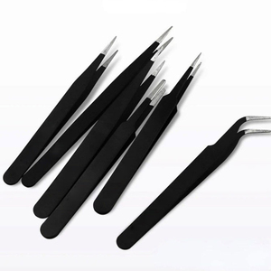 Pinzas Profesionales de Alta Calidad Antimagnéticas de Acero Inoxidable de 10 mm de Longitud con Punta Lisa para Extensiones de Pestañas, Kit de Marca Privada - Product Image 5