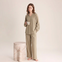 Sweethoney – ensemble pyjama en gaze double couche pour femmes, pull fin à col en v, ensemble en coton ample, Simple et élégant, printemps-été