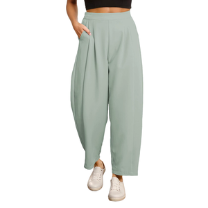<b>Women's</b> Casual Pants Wide Leg High-Waisted Elastic Waist Breathable Stretchy Polyester Business <b>Slacks</b> Pockets - Product Image 4