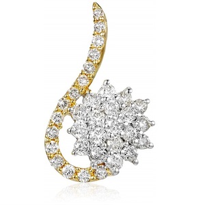 Luxury Crescent Floral <b>Crystal</b> Round Cut Lab Grown Diamonds <b>Cluster</b> Gold Pendant Necklace for Women's - Product Image 1