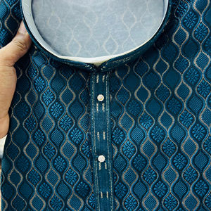 Conjunto de Kurta y Pijama Jacquard para Hombre, con Forro de Algodón y Pijama de Seda – Ropa de Diseño para Bodas y Fiestas - Product Image 1