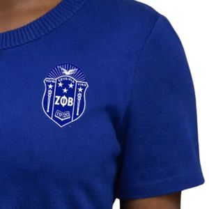 Conjunto de Falda Azul Rey Zeta Phi Beta para Mujer, Conjunto de Dos Piezas de Punto Bordado con Letras Griegas, Atuendo Casual Elegante - Product Image 4