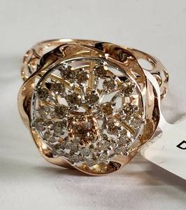 Elegant Ladies <b>Cocktail</b> Rose <b>Gold</b> Rhodium Plated 14 Karat <b>Gold</b> Diamond <b>Rings</b> Design Stylish IGI Certified 0.88ct Brilliant Cut - Product Image 3