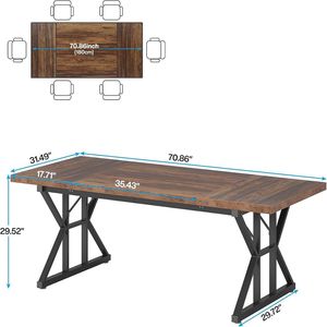 Tavolo da Pranzo Rettangolare in Legno con Gambe in Metallo per Cucina e Soggiorno - Product Image 5