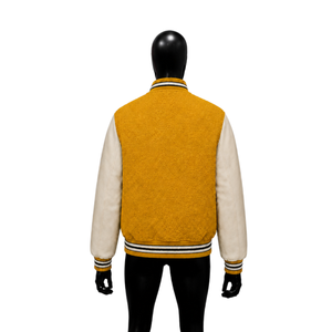 Veste universitaire moderne pour homme, couleur moutarde, style tendance, vêtement d'extérieur, en laine et polyester, col rabattu, décontractée, automne, taille régulière - Product Image 2