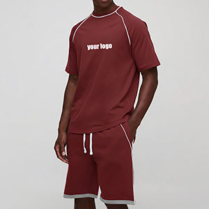 Solid Color Eco-Friendly Customized Track Suit Short Sleeve <b>T</b>-<b>Shirt</b> Shorts Matching Casual OEM Wholesale Bulk Order - Product Image 1