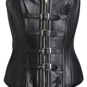 Robe corset sans bretelles en cuir PU noir avec boucle sur le devant, tenue de club moulante pour adultes - Product Image 4