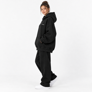 Hoodie oversize côtelé pour femme avec poignets côtelés, style athleisure, logo personnalisé, fournisseur de vêtements, fabrication en usine - Product Image 6