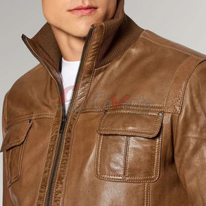Wholesale Plus Size <b>Leather</b> <b>Jacket</b> Outdoor Use <b>Leather</b> <b>Jacket</b> Stand Collar Men <b>Leather</b> <b>Jackets</b> - Product Image 4