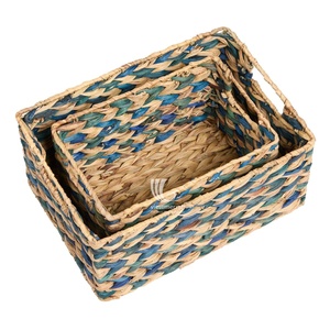 Juego de cesta tejida decorativa de jacinto de agua de mimbre, organizador de almacenamiento de jacinto de agua sostenible al por mayor - Product Image 2