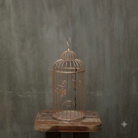 Lanterne décorative vintage en fer forgé en forme de cage à oiseaux, porte-bougie, centre de table pour bougies parfumées et décoration florale de mariage et de maison