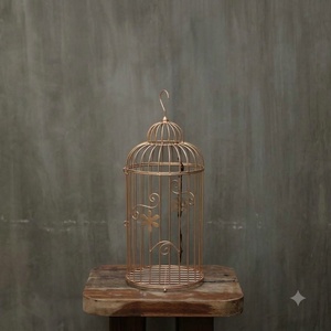 Portavelas Decorativo de Hierro Forjado Estilo Vintage, Centro de Mesa con Forma de Jaula para Pájaros, para Velas Aromáticas y Decoración Floral para Bodas y Hogar - Product Image 2