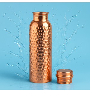 Bouteille d'eau en cuivre pur, artisanale, vaisselle ayurvédique pour le bien-être, le yoga, la méditation et l'hydratation consciente - Product Image 5