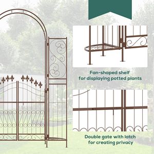 Arco da Giardino in Alluminio da 7 Piedi con Motivo Fleur De Lis, Porte con Chiusura, Scaffali Porta Piante e Supporto per Piante Rampicanti, Ideale per Cerimonie - Product Image 5