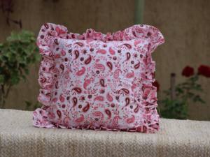 Housses de coussin décoratives rectangulaires bohèmes indiennes faites à la main, imprimées au bloc, à volants floraux, pour oreillers décoratifs - Product Image 2