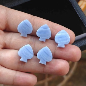 Blue Lace Agate Spade Shape Loose Gemstone 13x15 mm Polished Stone Hand Carved DIY for Jewelry Making Accessories - Product Image 6