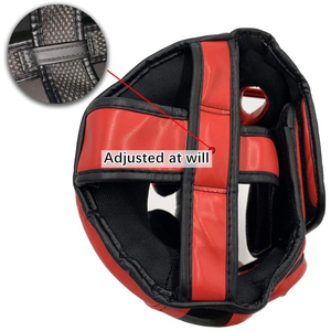 Red PU Leather Boxing <b>Head</b> Guard Unisex Protective Headgear for Adults Sports <b>Training</b> Harry Johnson Production - Product Image 2