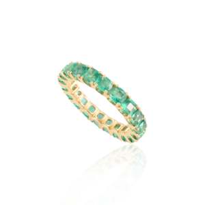 18K Gold <b>Cushion</b> Cut <b>Emerald</b> Eternity Band-IGI Certified Resizable Moissanite Ring - Product Image 6