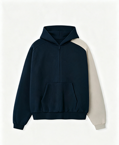 <b>Men</b> Color Block Raglan <b>Pullover</b> Hoodie Polyester/Cotton Fleece Breathable Regular Heavyweight Custom Logo ODM Streetwear - Product Image 2