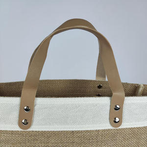 Burlap Shopping Tote <b>Bags</b> With White Handles <b>Medium</b> Size For Groceries Reusable Eco Friendly Jute Carry <b>Bag</b> - Product Image 6