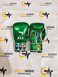 Gants de boxe en cuir véritable de qualité supérieure Golden Wave, motif croisé, à fermeture auto-agrippante, prix de gros - Product Image 2