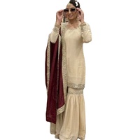 Kurtis de soirée élégants et sophistiqués en soie Georgette, style actrice de série télévisée, dernière conception, broderie riche, vente en gros