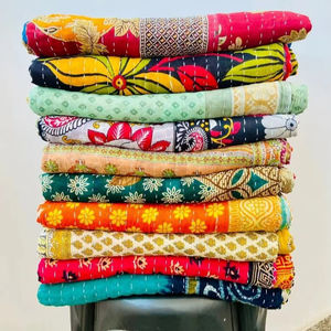 Colcha Bordada Floral Suzani Hecha a Mano, 100% Algodón, Estilo Bohemio, Jaipuri Razai, Sábana, Edredón para el Hogar, Venta al Por Mayor - Product Image 1