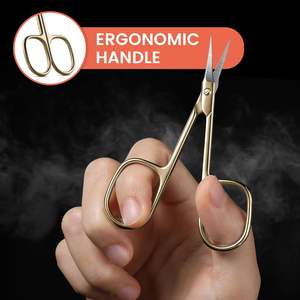 Tijeras Profesionales de Acero Inoxidable de 9.5cm con Punta Curva para Cutículas, para Mano Derecha, Cortaúñas, Removedor de Cutículas, Manicura y Pedicura, Duraderas - Product Image 3