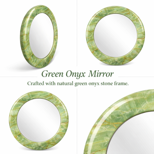 Luxury Round Onyx <b>Mirror</b> Green Color, Handmade Stone <b>Frame</b> Decorative Wall <b>Mirror</b> for Bathroom Living Room Interior Decor - Product Image 3