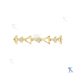 Lab Grown Diamond Geometric Triangle Chain Bracelet 14K <b>Solid</b> <b>Gold</b> Fine Luxury Unisex Modern Link Jewelry Party Gift - Product Image 1