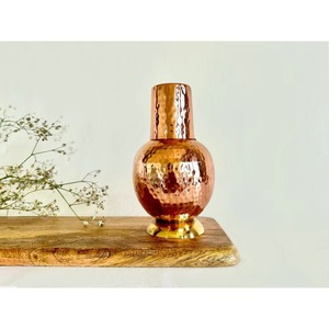 Jarra de Agua de Cobre Puro Hecha a Mano en India, 100% Hermética, Diseño Atractivo, Botella para Dormitorio, Jarra con Acabado Personalizado, Regalo - Product Image 4