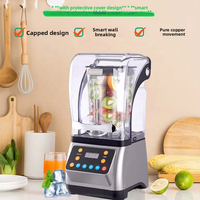 Mixeur Commercial Insonorisé pour Smoothies, Extracteur de Jus Électrique, Robot Culinaire pour Fruits, Légumes, Glace Pilée et Milkshakes
