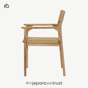 Silla de Comedor de Madera de Teca Sólida Personalizada OEM con Asiento Tejido en Lino, Diseño Moderno Minimalista para Uso en Restaurantes y Hoteles - Product Image 4