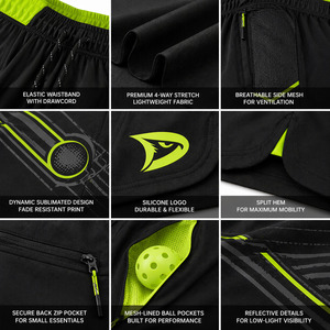 Shorts de pickleball sportifs pour hommes Dravelle Industry OEM, séchage rapide, taille élastique, Spandex/Polyester, pour marque privée - Product Image 5