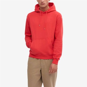 Sweat-shirt à capuche rouge pour homme, couleur unie, en molleton de coton, décontracté, avec poches, coupe classique, pour l'automne - Product Image 1