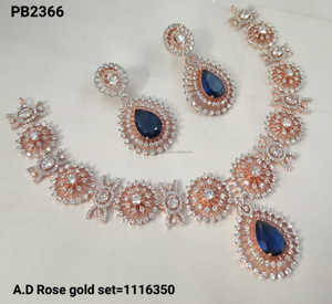 American Diamond Rose Gold Polish Water Drop & Flower Design Conjunto de joyería al por mayor con pendiente Collar Set Regalos para mujeres - Product Image 6