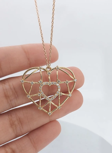 <b>Heart</b> <b>Shape</b> Pendant Necklace Women's 18K Gold Plated Cubic Zirconia Alloy <b>Box</b> Chain Romantic Everyday Jewelry - Product Image 2