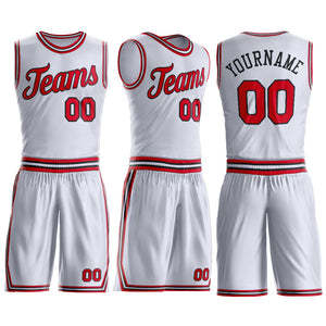 Conjunto de Uniforme de Baloncesto TriPro Sports con Logotipo Personalizado, Blanco con Franjas Rojas, Sin Mangas, Malla de Poliéster/Algodón, Patrón 3D, para Adultos - Product Image 3