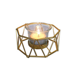 Candelabro de hierro y acero para el hogar, portavelas de metal con forma geométrica, resistente al calor, decoración para el hogar, soporte de metal para velas - Product Image 1