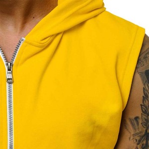 Sudadera con Capucha y Cremallera sin Mangas para Hombre, de Algodón Amarillo, Estilo Casual, Corte Regular, para Otoño - Product Image 3
