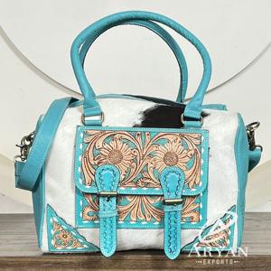 Sac à main Speedy en cuir de vachette façonné à la main par un designer occidental, style vintage, avec motif floral sculpté, pour femme, à porter à l'épaule ou en bandoulière - Product Image 1