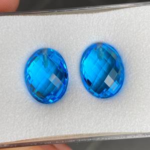 Par de Topacios Azules Suizos Naturales, Corte Doble de Forma Elegante, Piedras Sueltas de Calidad Extra - Product Image 5